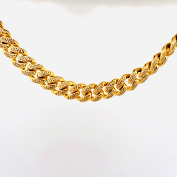 6ICE Other - 6ICE Miami Cuban Link Chain Necklace, Gold Plated Sterling Silver 925, CZ, 18"in